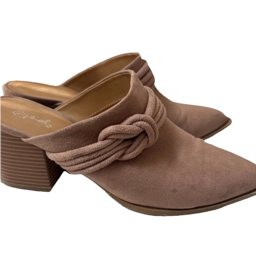 Zapatos Qupid Mule Nudo Tacón Gamuza Tostado Mujer Talla 8 Foto 2 de 4