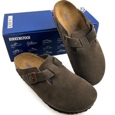 New Birkenstock Boston Soft Footbed Suede Leather Unisex Clogs-Mocha