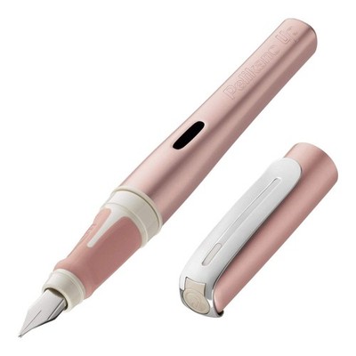 Pelikan Pelikano Up Fountain Pen Rose Gold Fine Stainless Steel Nib New