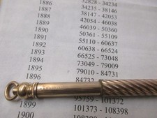 1895 D.R.P. No. 79386 : Drehstift : goldfarben - 90 bis 125 mm + &Ouml;se