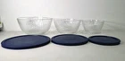 Vintage PYREX Nesting Mixing Bowls Ribbed Clear Set Of 3 w/lids Made in USA
