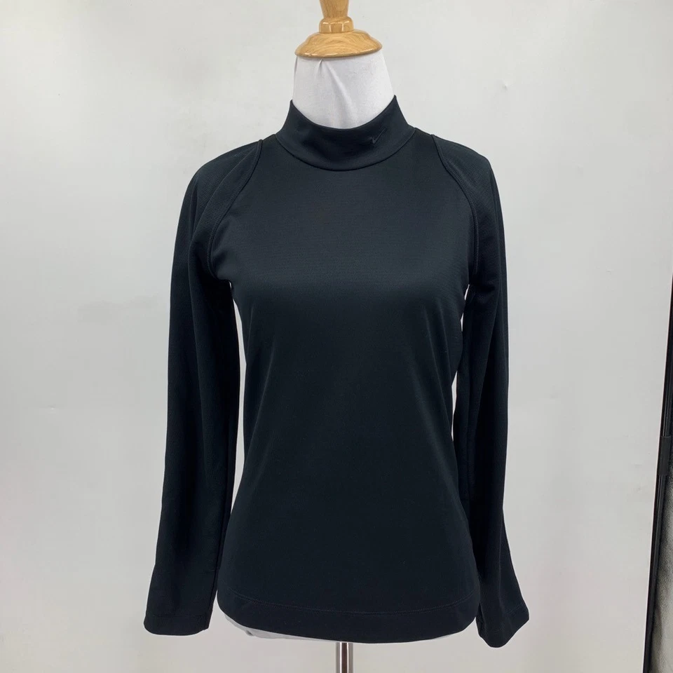 Camisa de golf Nike para mujer XS extra pequeña negra Dri Fit cuello falso manga larga elástica Foto 2 de 4