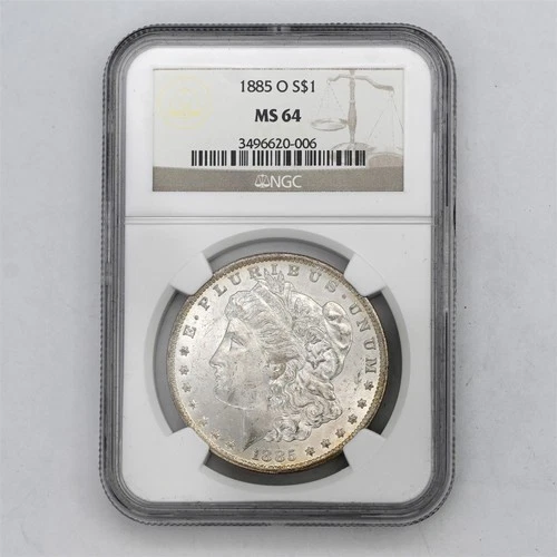 1885-O $1 MORGAN DOLLAR US MINT 90% SILVER COLLECTIBLE COIN NGC CERTIFIED MS64