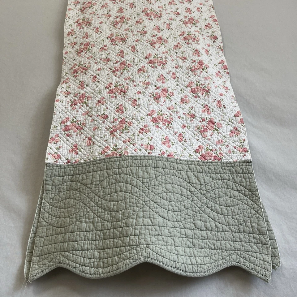 Bed Table Runner Scarf KING COTTON Quilted Soft Cottage Florals French Country - Image 3 of 4