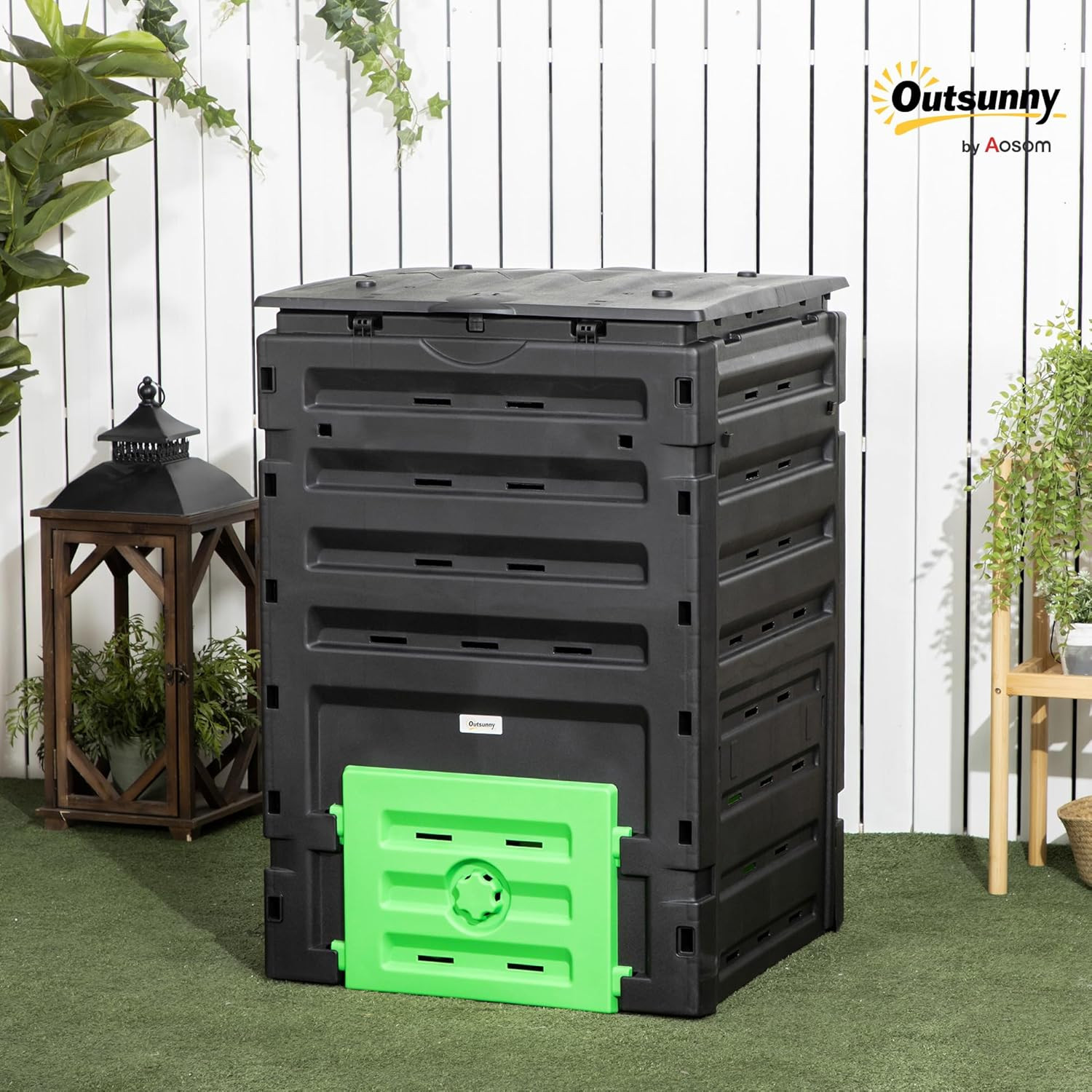 Composteur de jardin 450L en polypropylène noir avec 80 aérations - 2