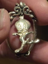 Tweety Bird Swinging Necklace 925 Sterling Silver Warner Brothers Vintage RARE