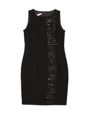 VINTAGE Womens Sleeveless Bodycon Dress UK 12 Medium Black BM07