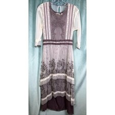 36 Bust Nataya Tiered Edwardian Style Dress Gray Ivory S