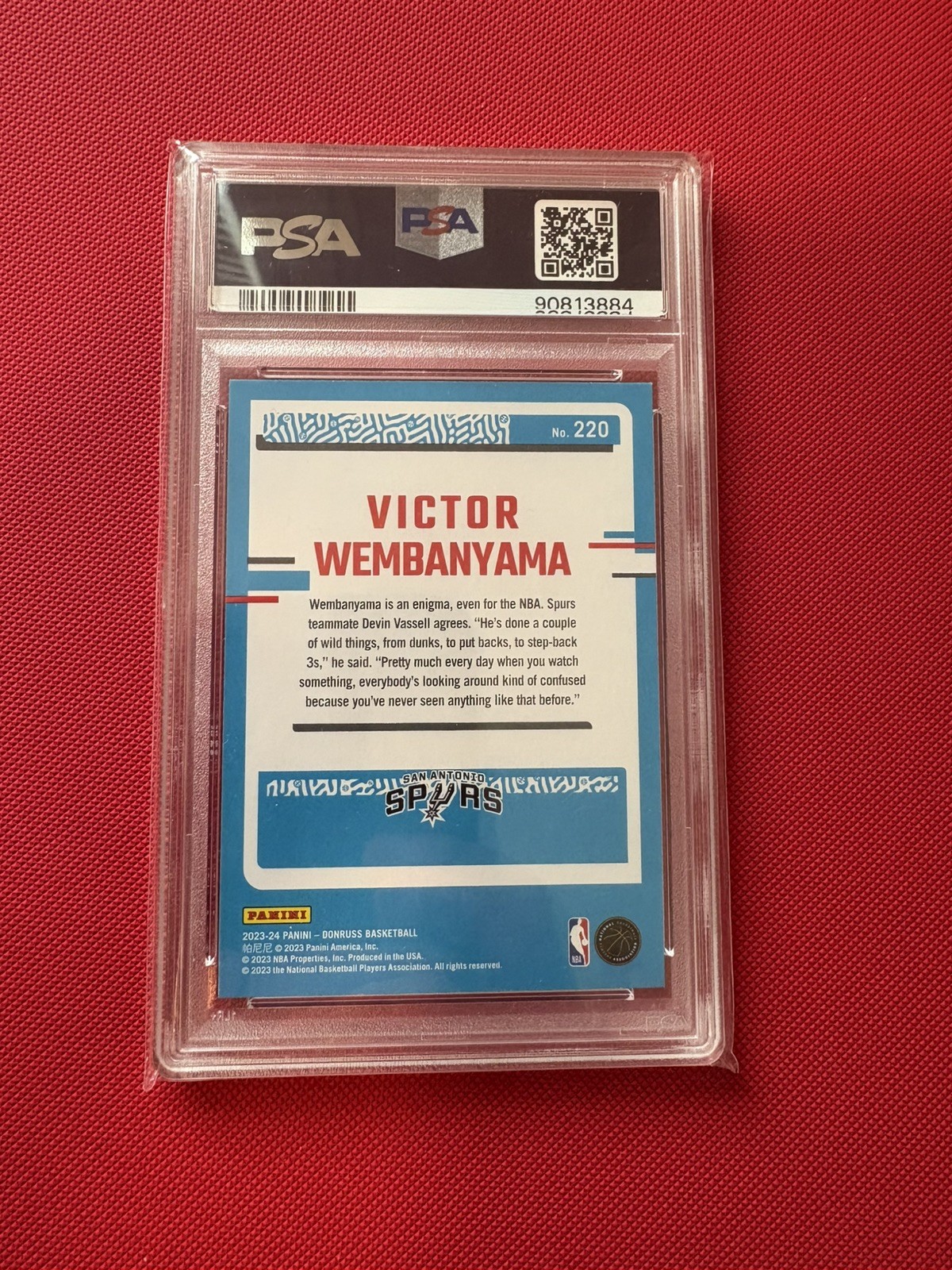 2023 PANINI DONRUSS #220 VICTOR WEMBANYAMA ROOKIE RC PSA 10 view 2