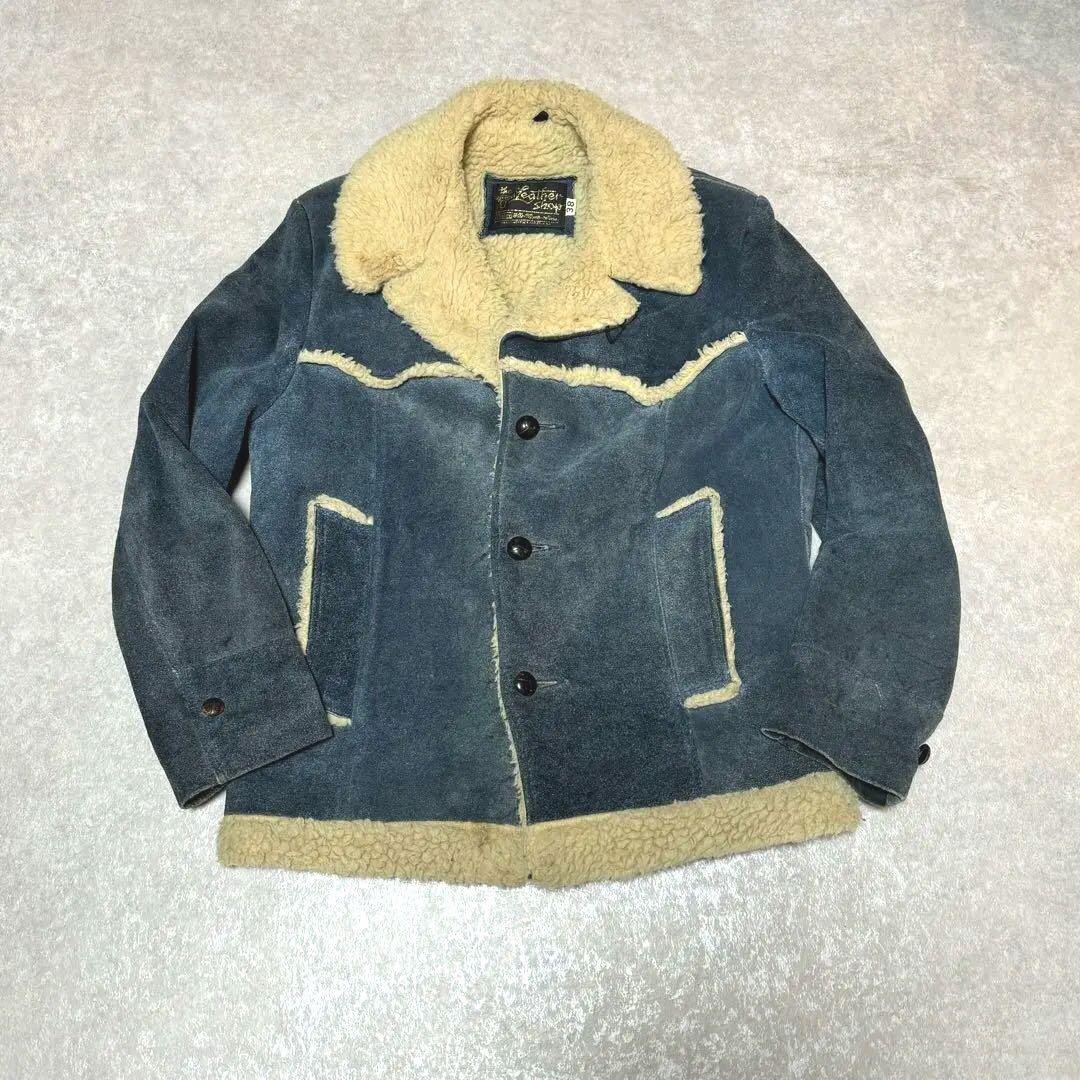 70s vintage sears suede ranch coat fur jacket size 38