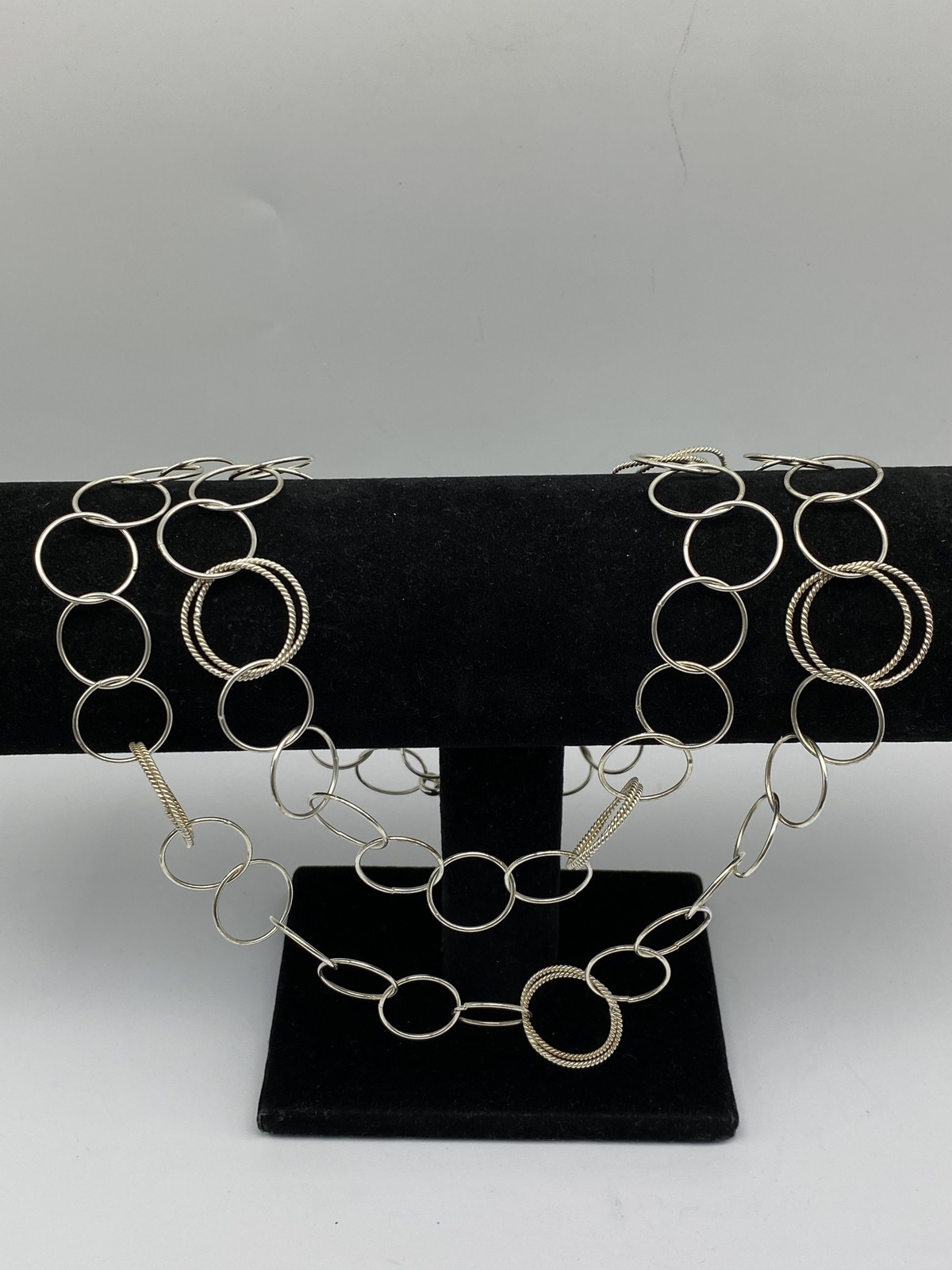 Sterling Silver Interlocking Circle Long Necklace… - image 2