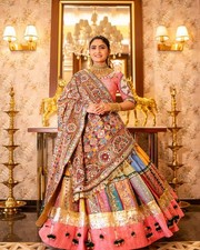 Navratri Chaniya Choli Set Heavy Muslin Cotton Mirror Work Lehenga Dupatta