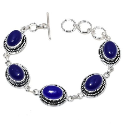 Onyx Gemstone 925 Sterling Silver Jewelry Bracelet Size 7-8''