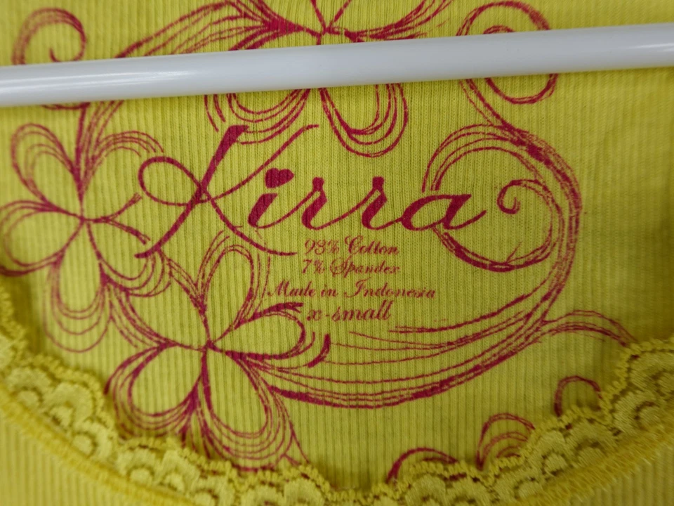 Kirra Tank Top Women XS Yellow Lace Tight Y2K Cami Babydoll - Image 3 of 4