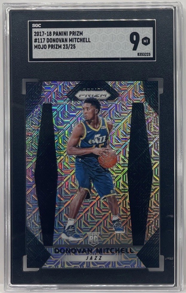 2017-18 Panini Prizm Donovan Mitchell #117 Mojo RC #23/25 SGC 9 Rookie SP SSP