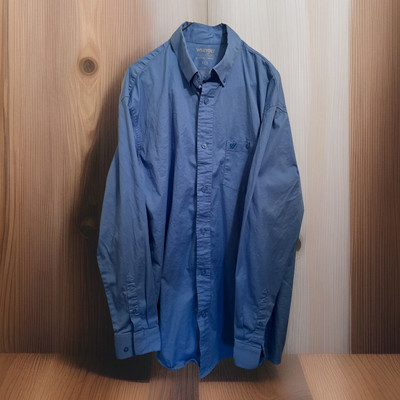 Mens Wrangler Button Down Long Sleeve Shirt Blue XLT Pocket Big And Tall Comfort