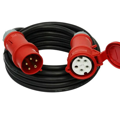 CEE Verlängerung 10m 16A 400V IP44 5-polig H07RN-F Mennekes Stecker und Kupplung