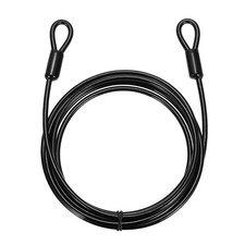 3/16" Dia 8.2ft Security Cable Lock Vinyl Coated Steel with Loops Black
