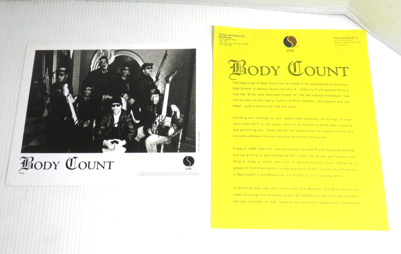Body Count 1992 Album Promo Press Kit 8x10 Photo Sire Rap Metal Ice T