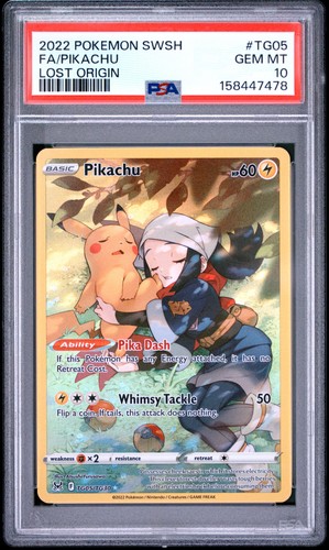 2022 POKEMON SWORD & SHIELD LOST ORIGIN #TG05 FULL ART/PIKACHU PSA 10
