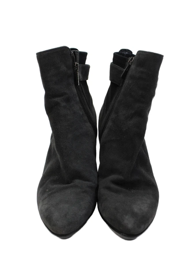 Aquatalia Mujer Gamuza Punta Punta Cremallera Lateral Botines Tacones Gris Talla 12 Foto 2 de 4