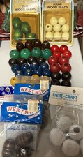 Lot 60 Vintage Beads Fibre Craft Westin Large Wood Oval Round Macrame NOS