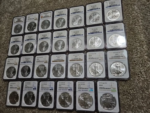 🌟(27) Misc Date American Silver Eagle 1 oz .999 Coins NGC MS69 (27 oz total)