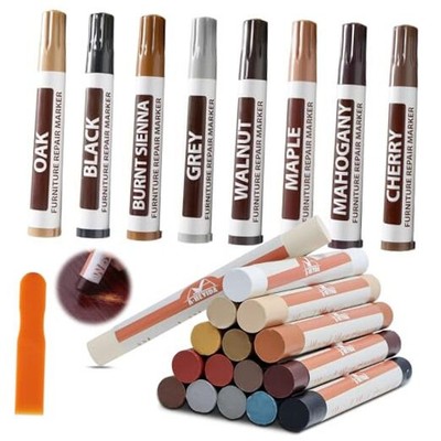 Wood Filler Sticks 16 Colors Wood Wax Crayons & 8 Repair Markers - Floor 