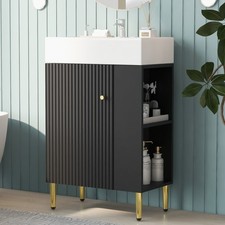 21.6" Bathroom Vanity with Sink Floor Stand Storage Cabinet Set, Right side