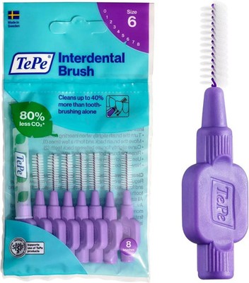 TePe Purple Interdentalbürste 1,1 mm 8er Pack Bürsten Zahnseide für Lücken UK