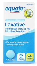 Equate Maximum Strength Laxative Tablets for Constipation Relief, 24ct