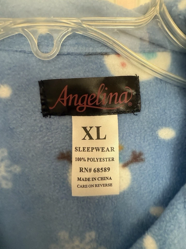 Pijama muñeco de nieve Angelina azul polar XL acogedor ropa de salón comodidad nuevo sin etiquetas Foto 3 de 4