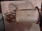 BRASS PENDANT HANGING LIGHT FIXTURE with FROSTED ETCHED CYLINDER SHADE VINTAGE — photo 4