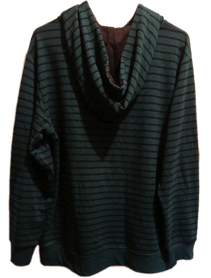 Sudadera con Capucha Maurices Mujer Talla XL Verde Negra Rayas Bolsillo Pullover Informal Foto 2 de 4