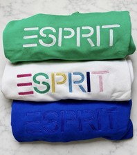 Esprit Costco Crewneck Sweatshirt 3 Pack Medium White Green Blue Retro Logo NWT
