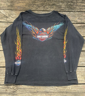 Vintage Harley Davidson eagle flame longsleeve great fade