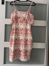 Guess Floral Red & White Dress Spaghetti Strap or Strapless Bodycon Size 8