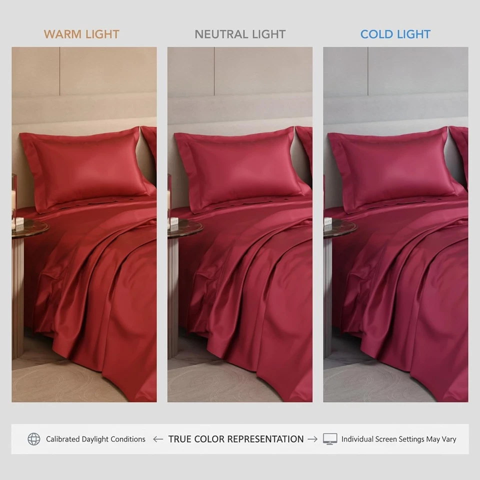 Silk Double Bedsheet with 2 Pillow Covers Premium Bedding Set flerty Red - Image 4 of 4