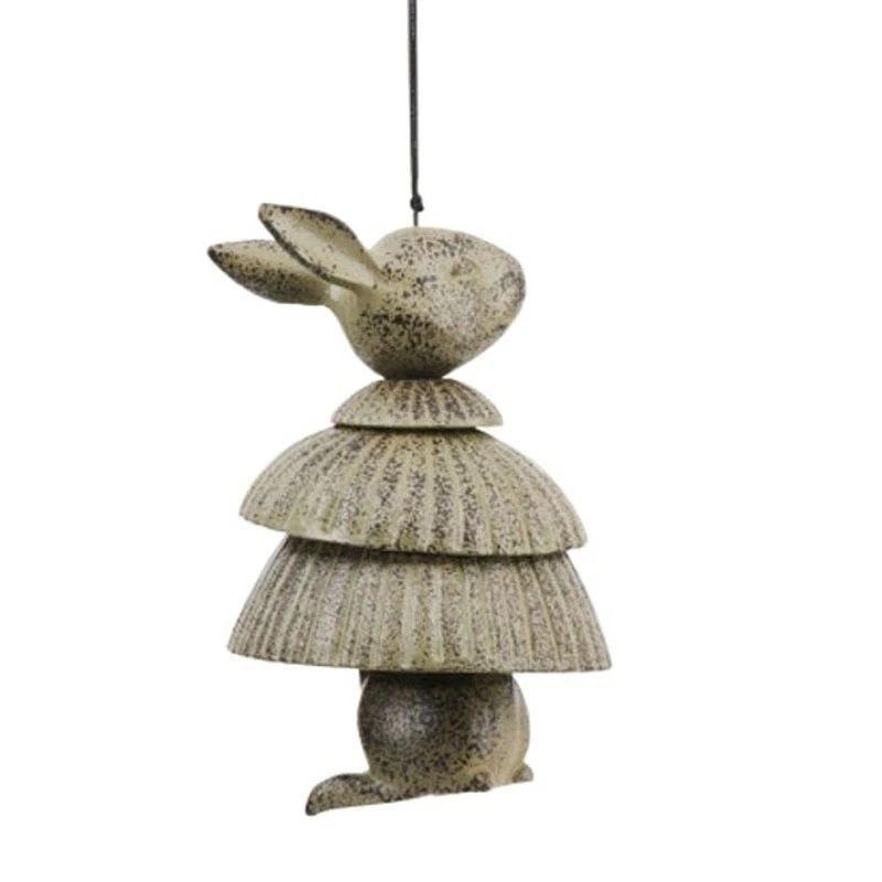 NUEVA Falda Aro Conejo Carillón de Viento 10.5" Aluminio Fundido Campana de Viento Primavera de Pascua Foto 4 de 4