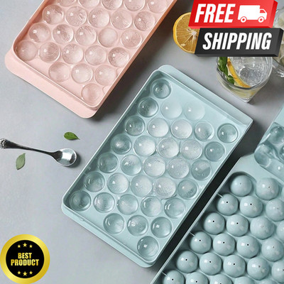 33 Cavity Ice Ball Maker Mold with Lid Silicone Ice Cube Tray for Cocktail Drink