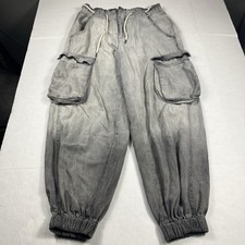 Pilcro High Rise Cargo Jogger Pants Gray Utility Distressed Casual Streetwear S