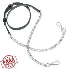 uxcell Leather Purse Strap Dark Green Silver Chain 49"