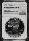 1998 (PF70 Ultra Cameo) 1 oz Proof American Silver Eagle $1 NGC