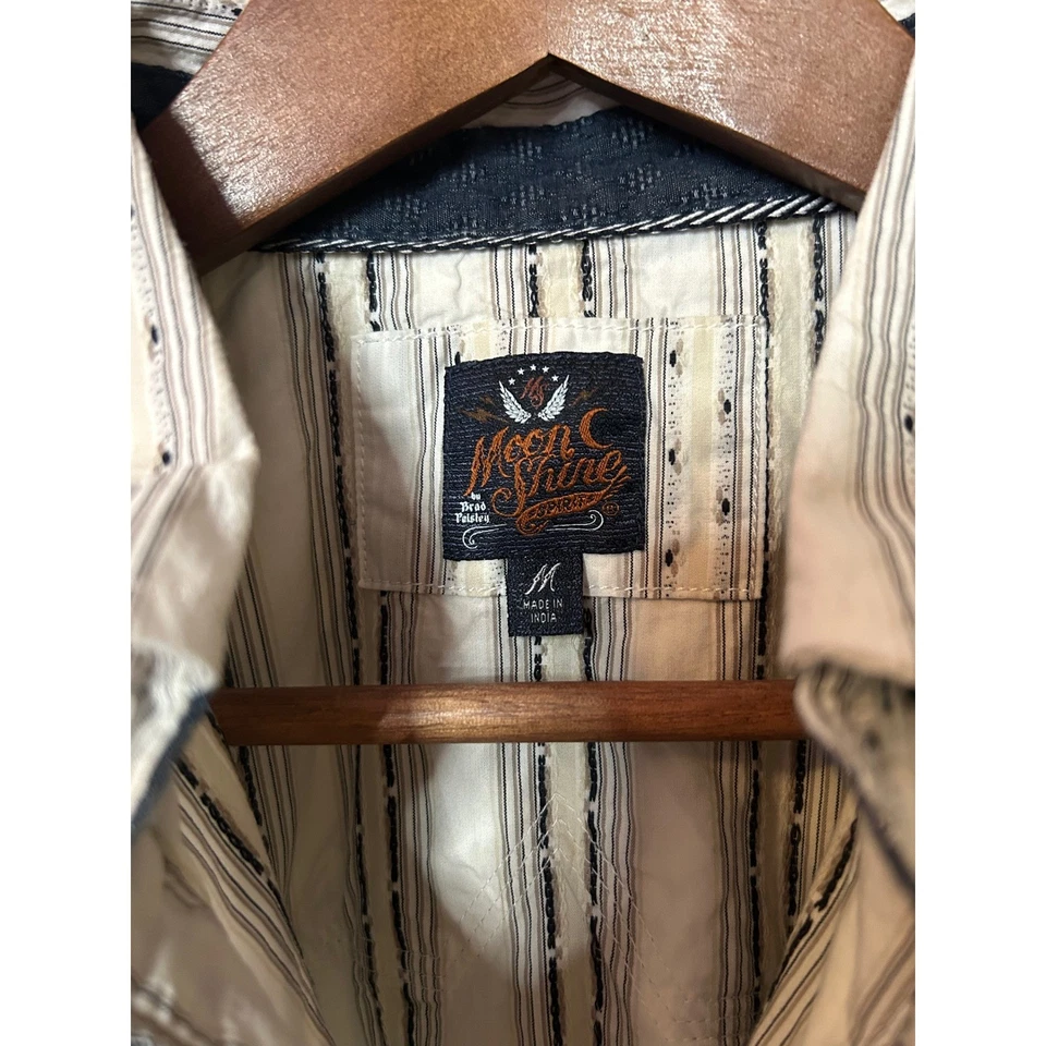 Camisa Vaquera Moonshine Western a Rayas Manga Larga Para Hombre Talla Mediana Foto 4 de 4