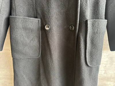 ロンドンガール❗️80sVINTAGEメリノウール高品質！超美品レトロUSA古着 Vintage 1980s I. Magnin ECO Black Wool Double-Breasted Coat Size L