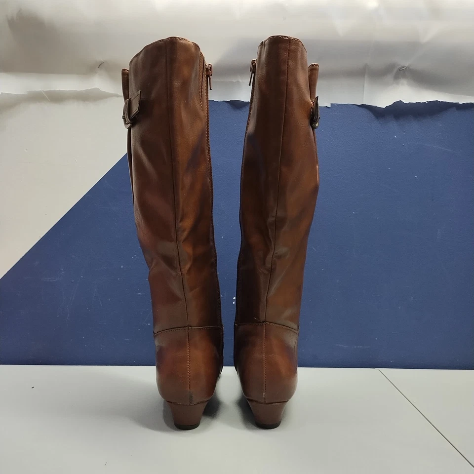 Style&co. Rainne Botas de Montar Occidentales Media Pantorrilla Mujer 5.5M Cuero Marrón Cremallera Lateral Foto 3 de 4
