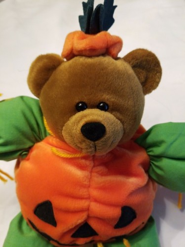 Unique Halloween Teddy Bear Pumpkin Beanpals 12" - Picture 4 of 5