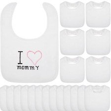 20 Pcs White Bibs for Baby Washable Reusable Waterproof Cotton Feeder Bibs wi...