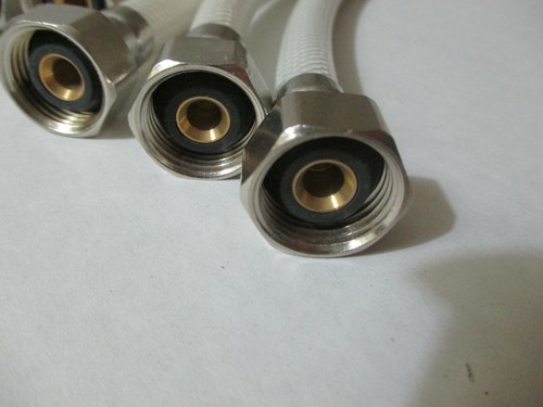8 BRAIDED 20" FLEXIBLE PVC PLUMBING WATER FAUCET SUPPLY LINES 1/2" VALVE FAUCET - Picture 2 of 4
