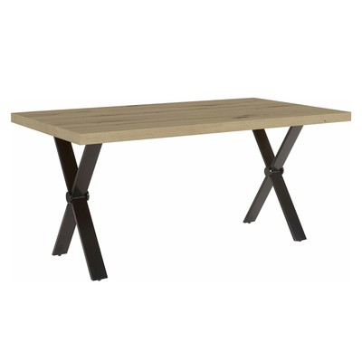 Industrial Esstisch LOFT - 160cm - natur schwarz - Metall Eichen-Optik X-Gestell